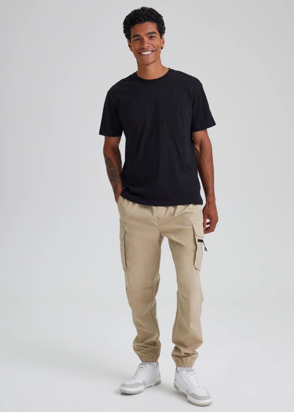 Stone Cuffed Slim Fit Cargo Trousers - Extra small Image 1