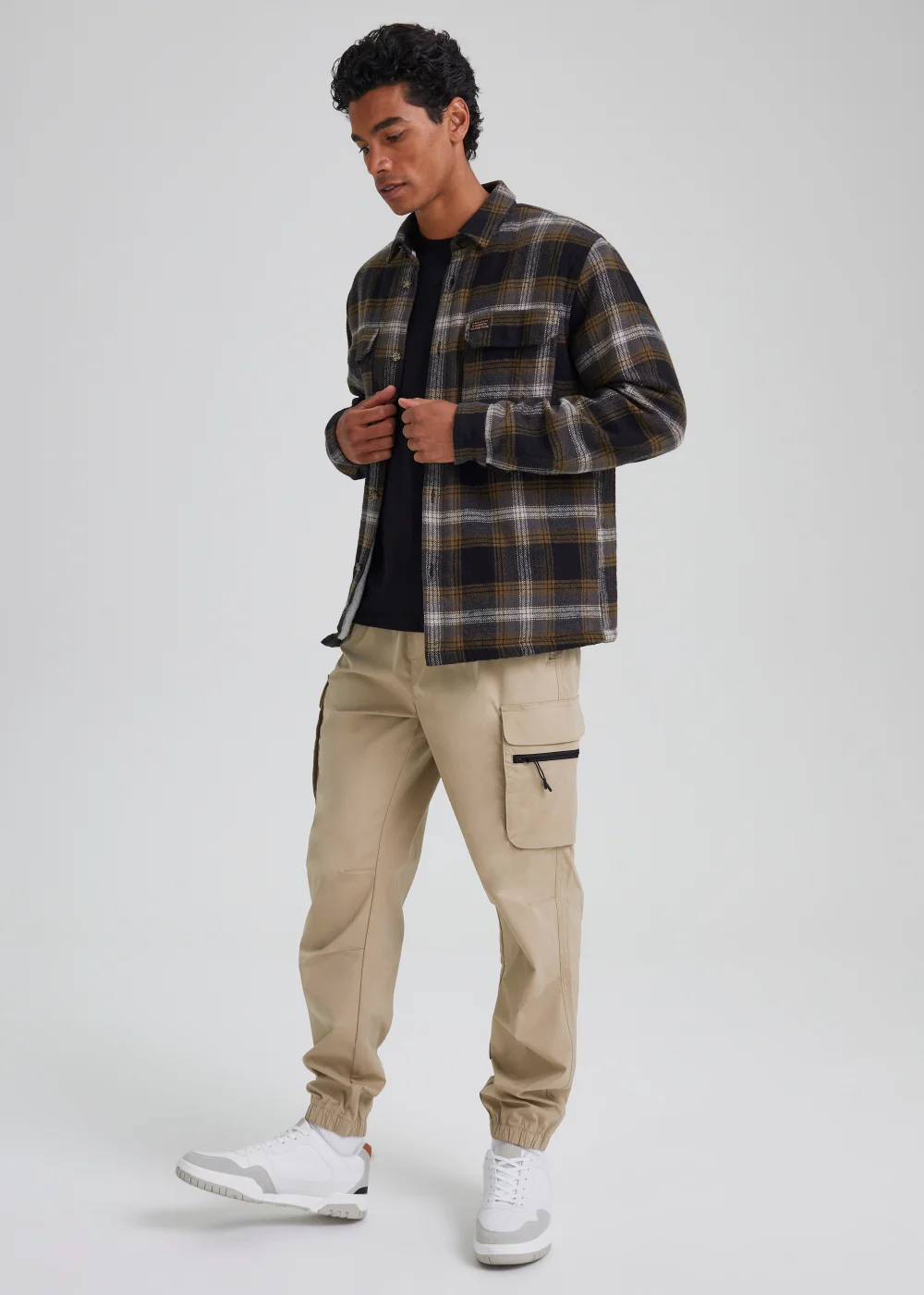 Stone Cuffed Slim Fit Cargo Trousers - Extra small Image 4