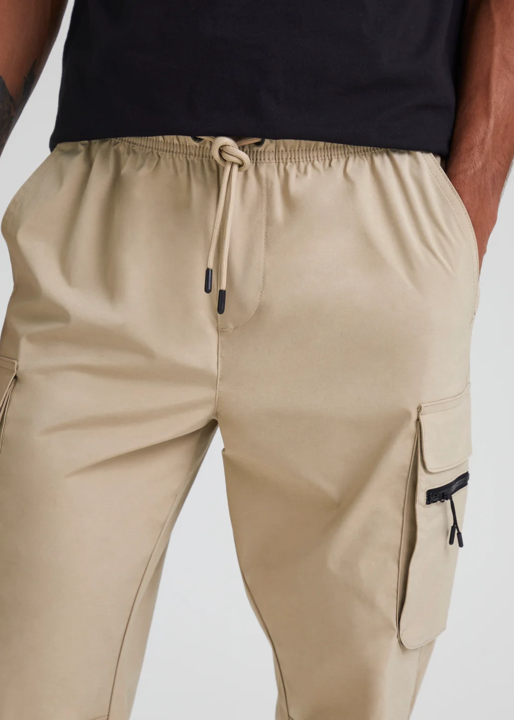 Stone Cuffed Slim Fit Cargo Trousers - Extra small Image 3