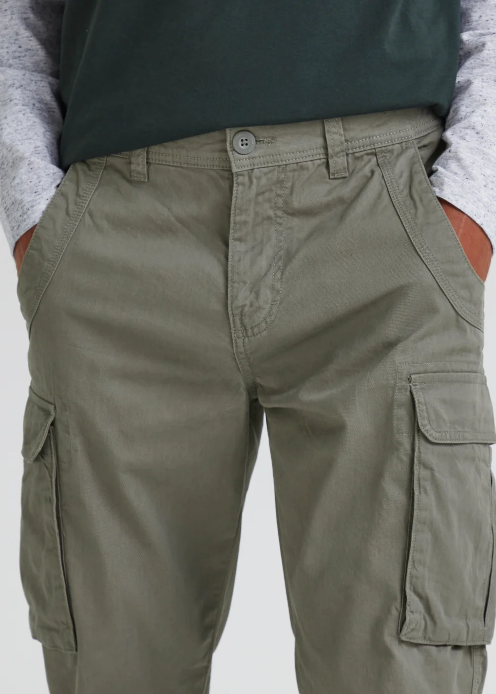 Khaki Slim Fit Cargo Trousers - 30 Waist Regular Image 3