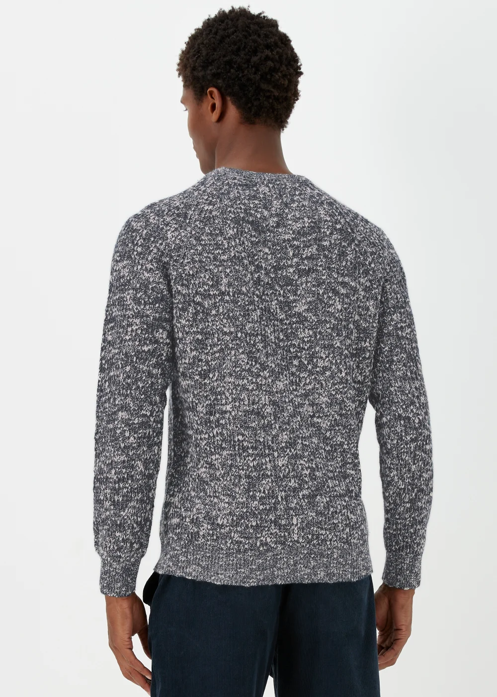 Blue Slub Crew Neck Jumper - S Image 2