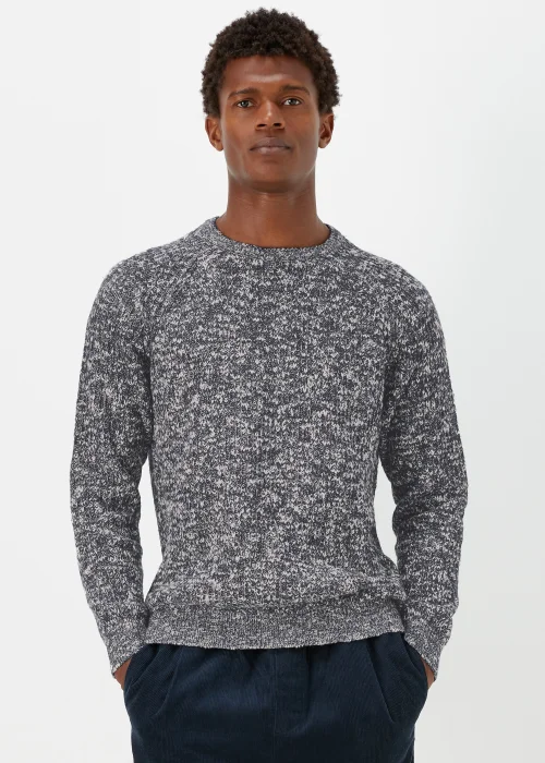 Blue Slub Crew Neck Jumper - S Image 1