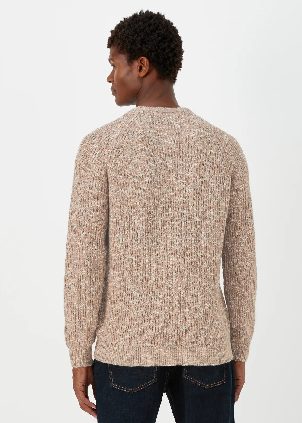 Ecru Slub Crew Neck Jumper - S Image 2
