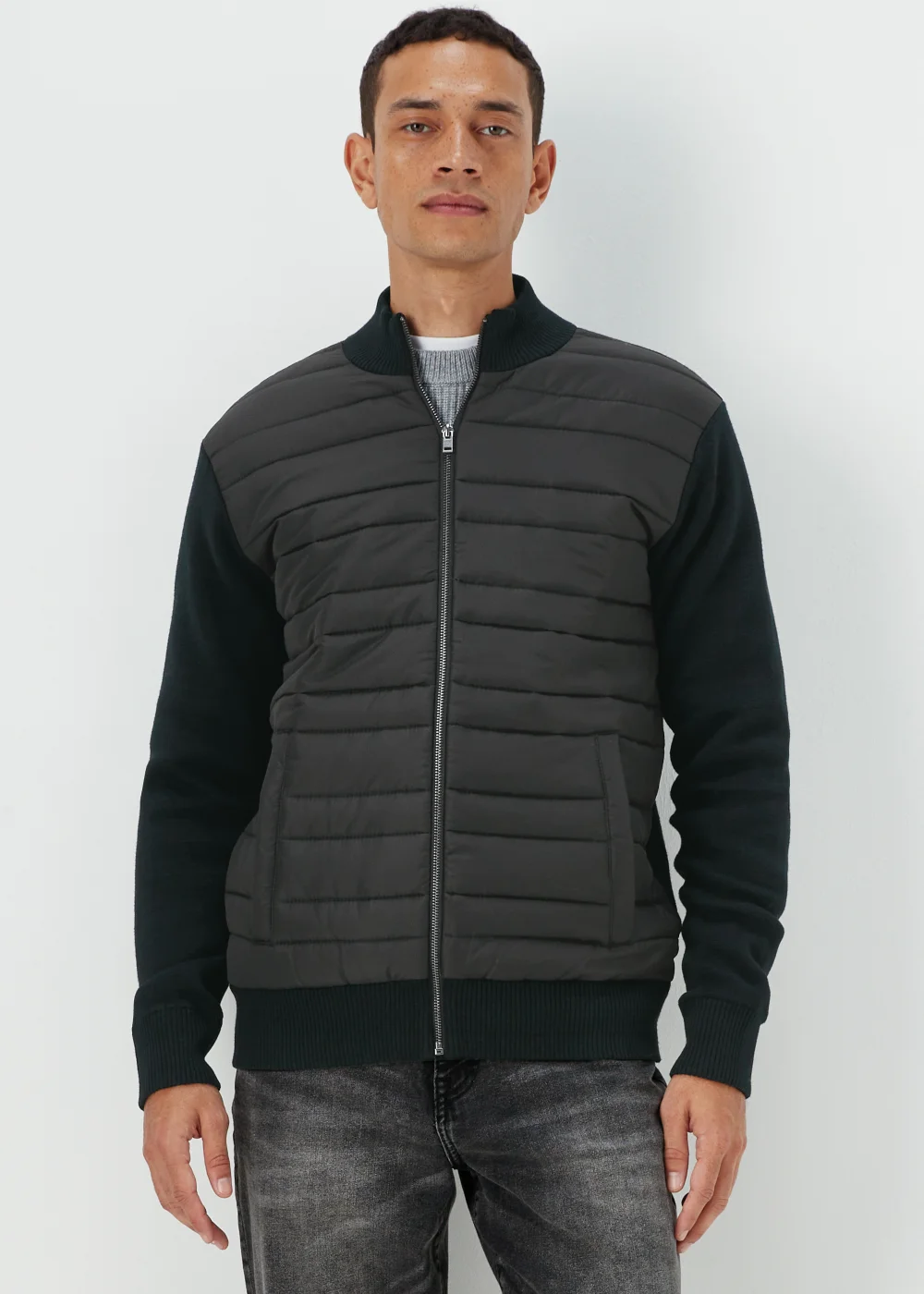 Black Quilted Hybrid Jacket - S Image 1