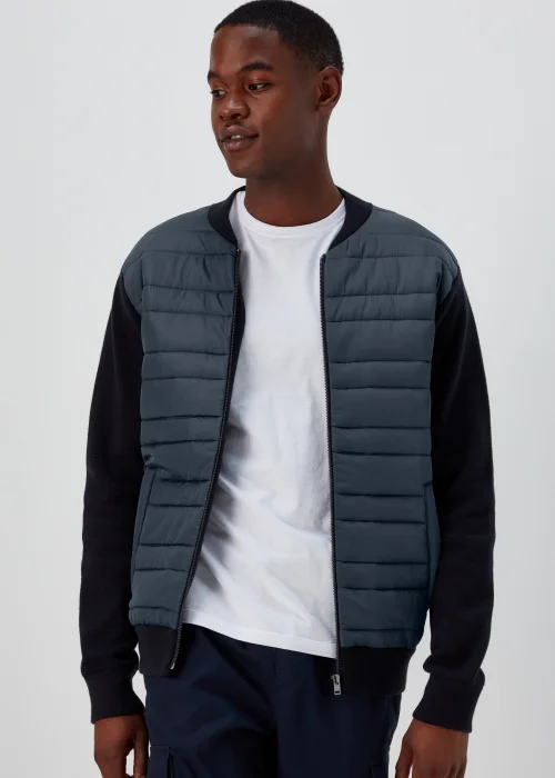 Black Quilted Hybrid Bomber Jacket - S Image 1
