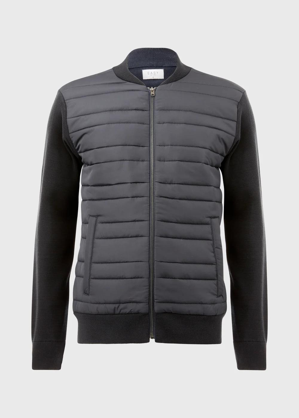 Black Quilted Hybrid Bomber Jacket - S Image 5