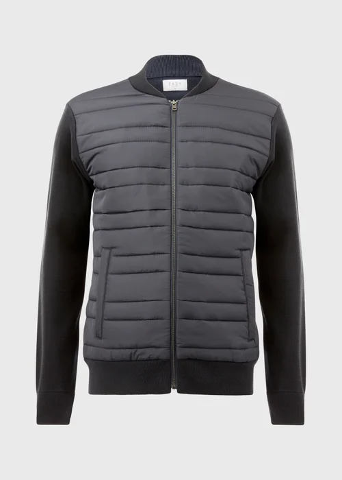 Black Quilted Hybrid Bomber Jacket - S Image 5
