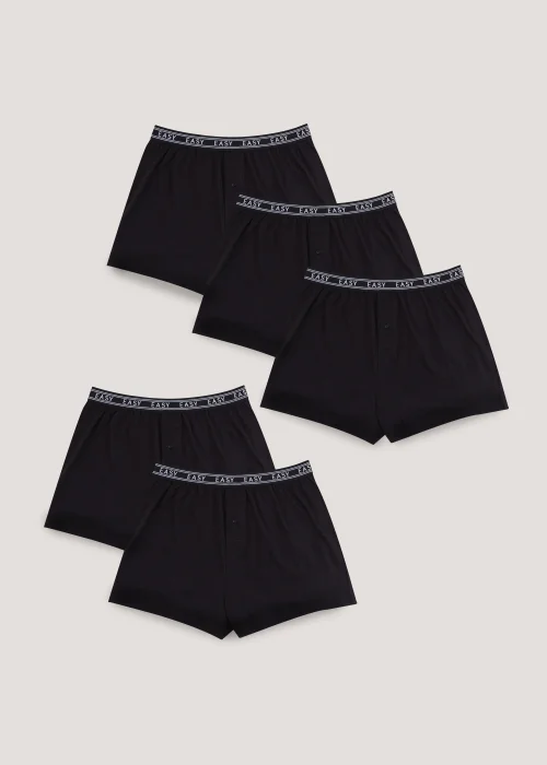 5 Pack Black Loose Fit Boxers - S Image 1