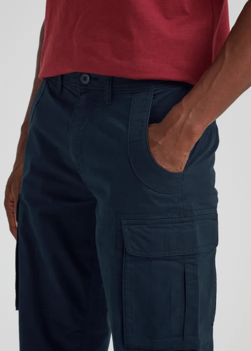 Navy Slim Fit Cargo Trousers - 30 Waist Regular Image 3