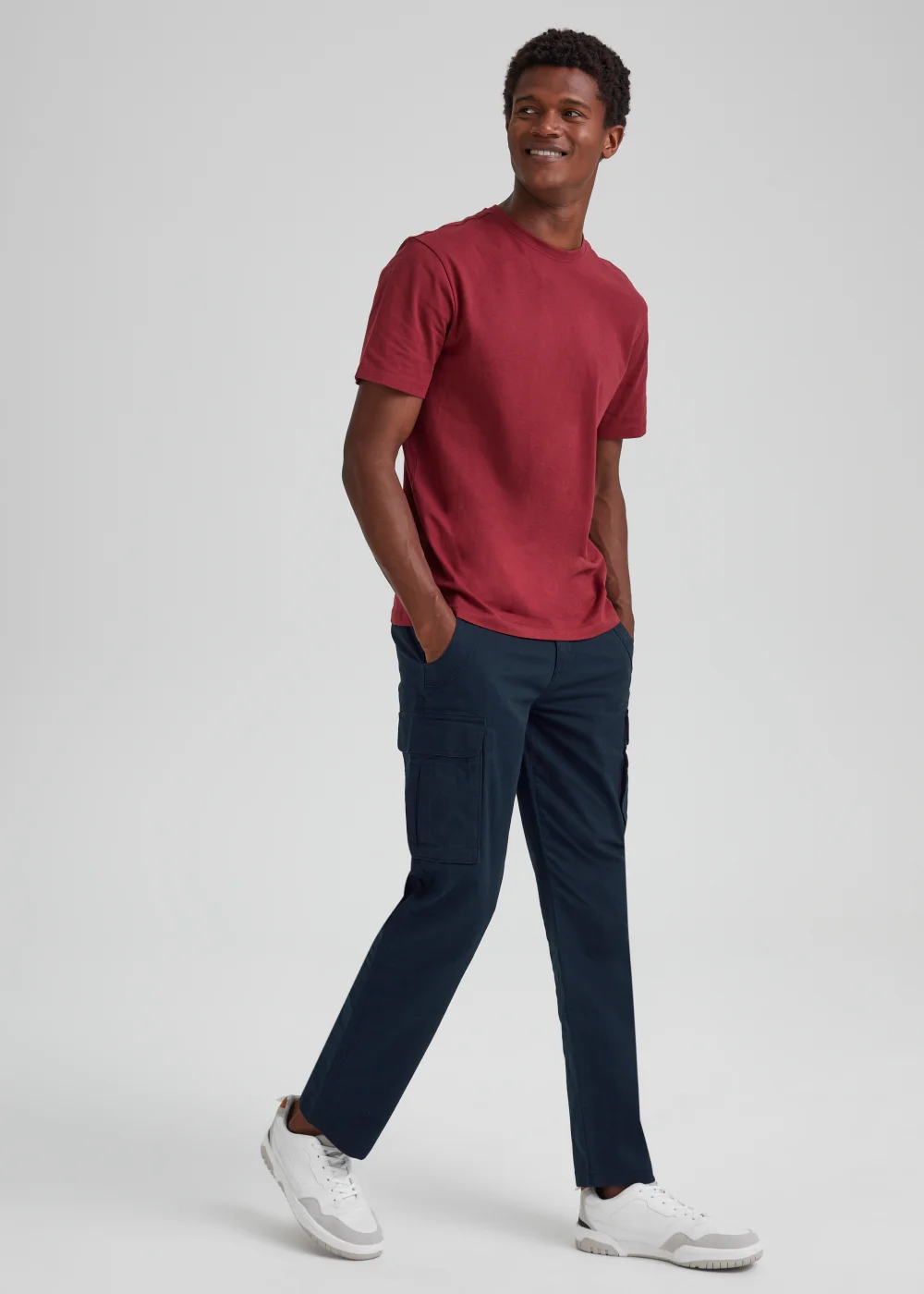 Navy Slim Fit Cargo Trousers - 30 Waist Regular Image 1