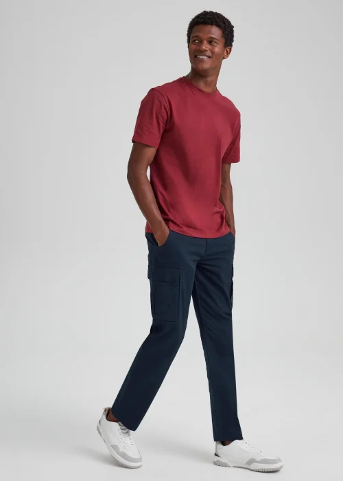 Navy Slim Fit Cargo Trousers - 30 Waist Regular Image 1