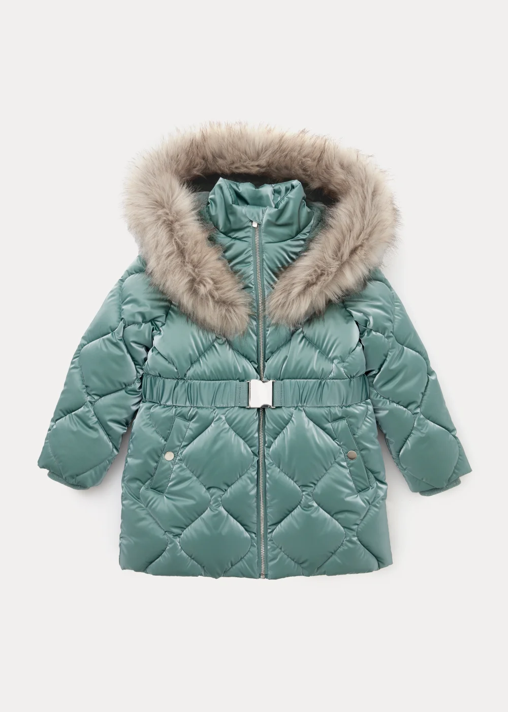 Girls Teal Faux Fur Coat (4-13yrs) - 10 Yrs Image 1