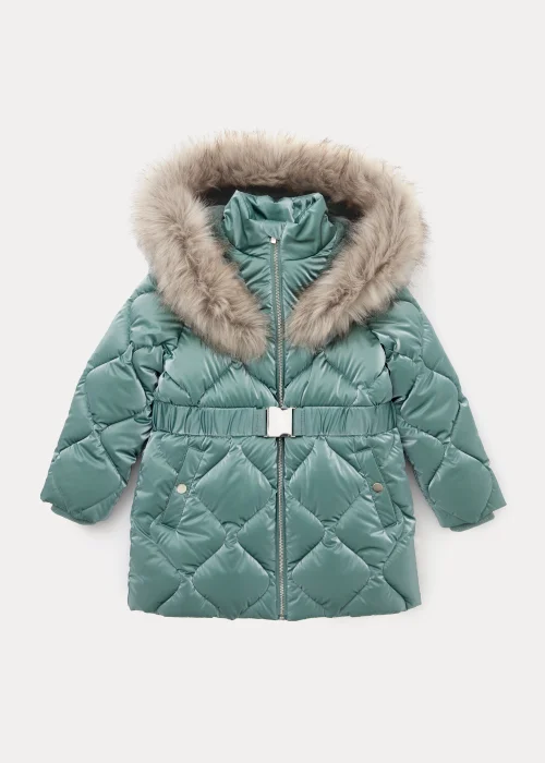 Girls Teal Faux Fur Coat (4-13yrs) - 10 Yrs Image 1