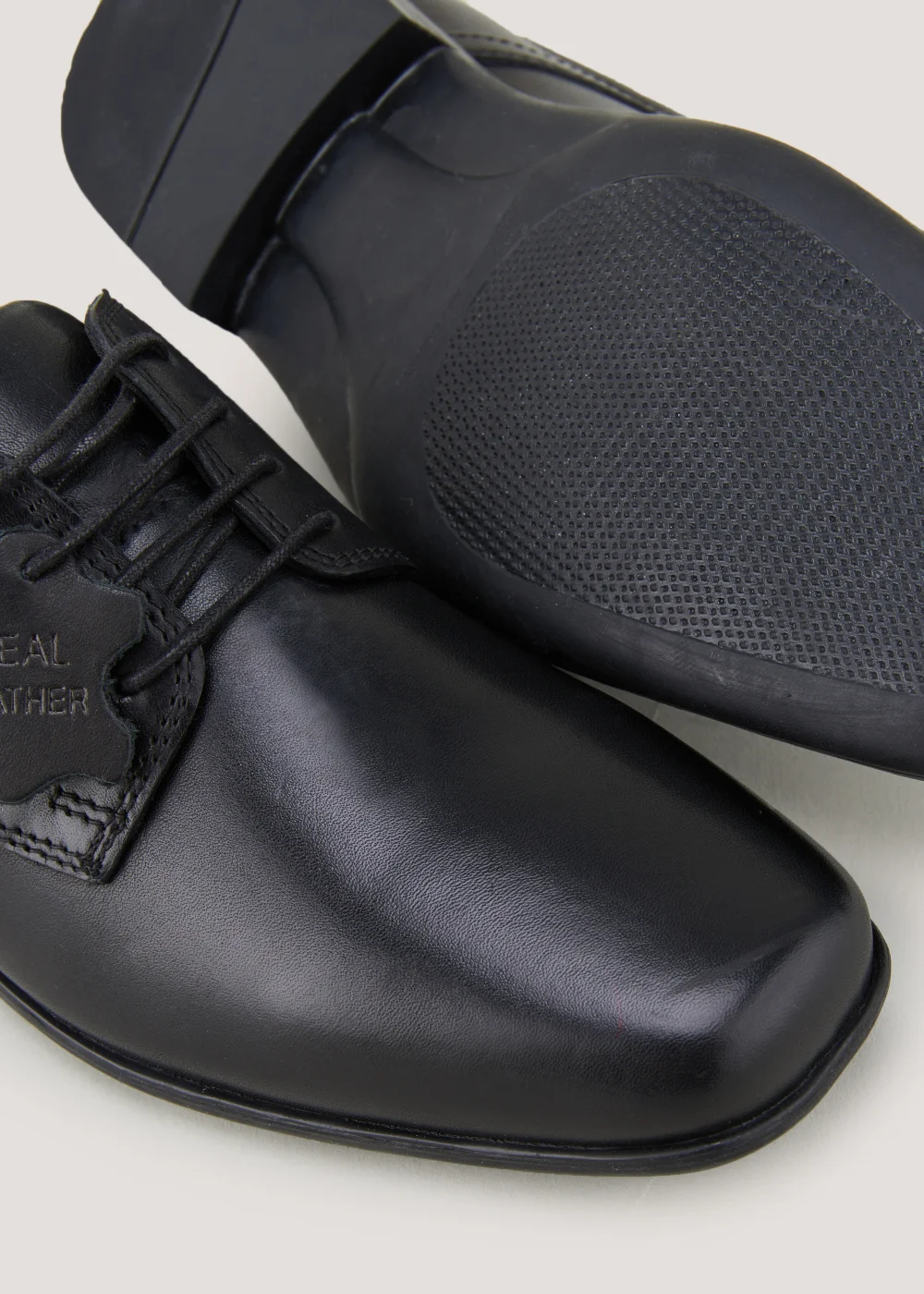 Boys Black Real Leather Formal School Shoes (Older 1-6) - Size 1 Image 2
