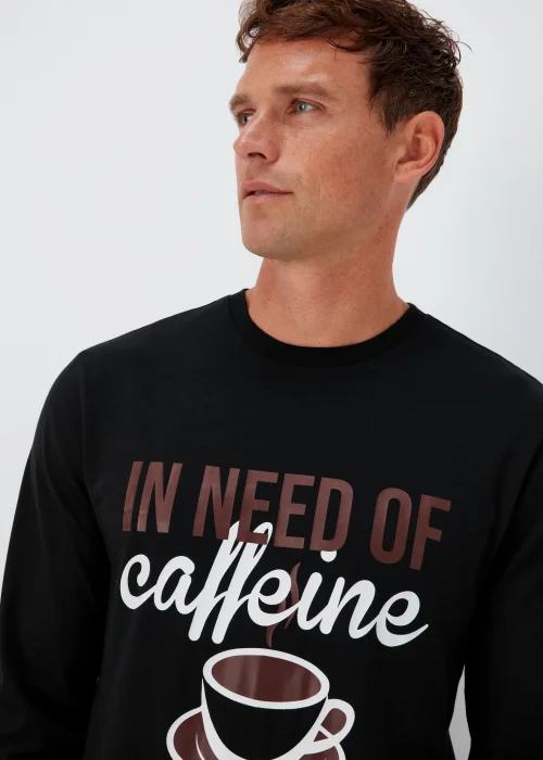 Burgundy Caffeine Print Long Pyjama Set - Extra small Image 3