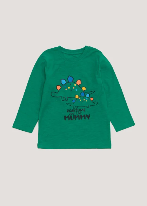 Boys Green Mummy Dinosaur T-Shirt (9mths-6yrs) - 9-12 months Image 1
