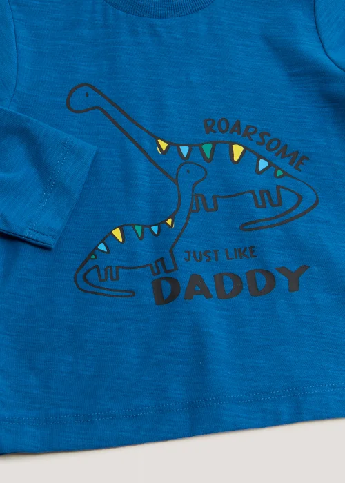 Boys Blue Daddy Dinosaur T-Shirt (9mths-6yrs) - Age 9 - 12 Months Image 2