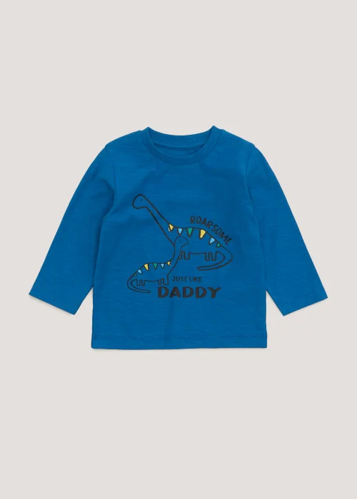 Boys Blue Daddy Dinosaur T-Shirt (9mths-6yrs) - Age 9 - 12 Months Image 1