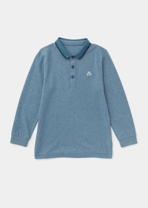 Boys Blue Grindle Long Sleeve Polo Shirt (4-13yrs) - Age 4 Years Image 1