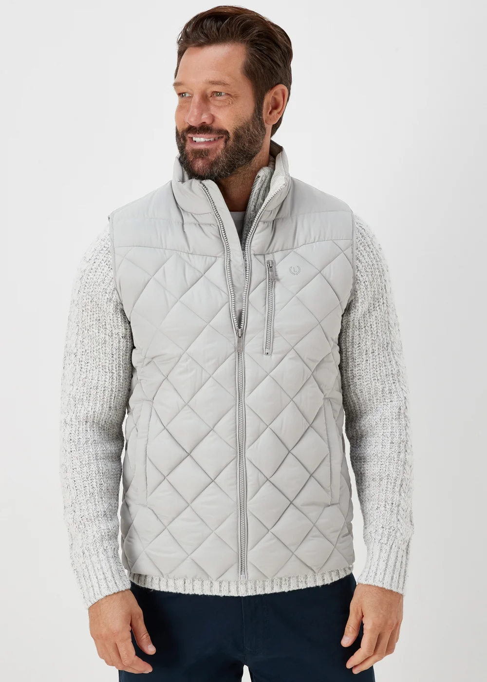 Lincoln Grey Diamond Quilt Gilet - S Image 1