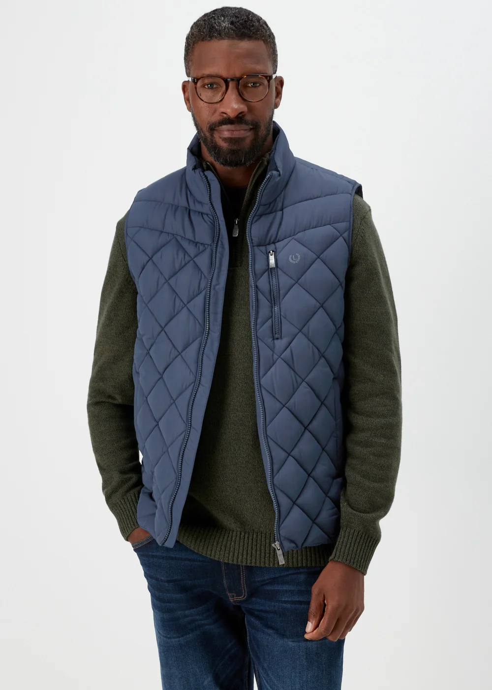 Lincoln Navy Diamond Quilt Gilet - S Image 1