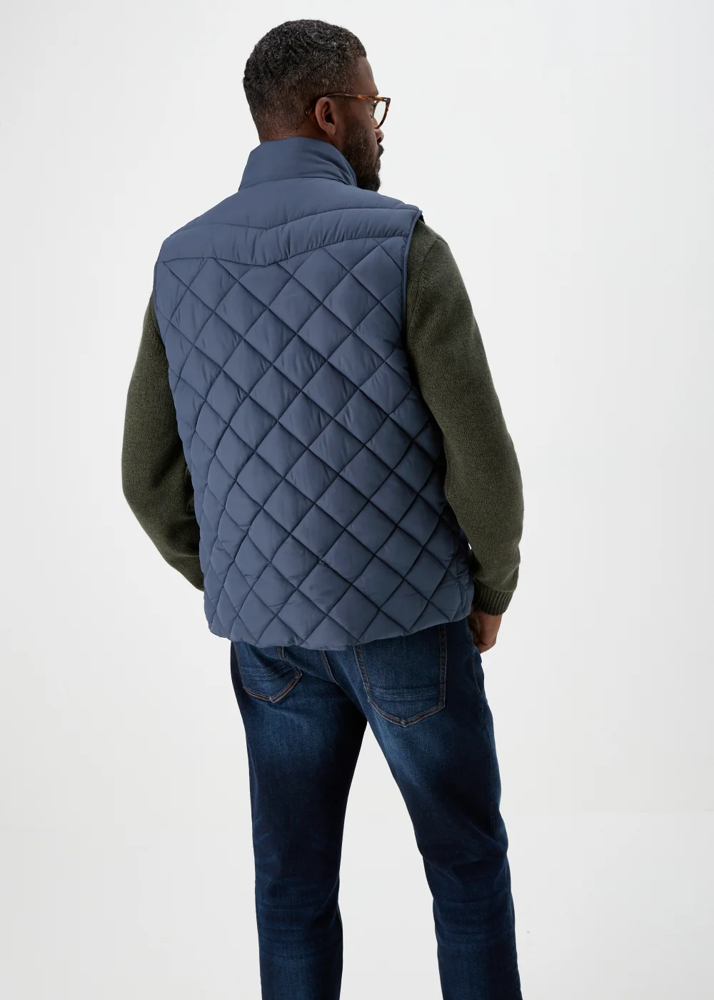 Lincoln Navy Diamond Quilt Gilet - S Image 2