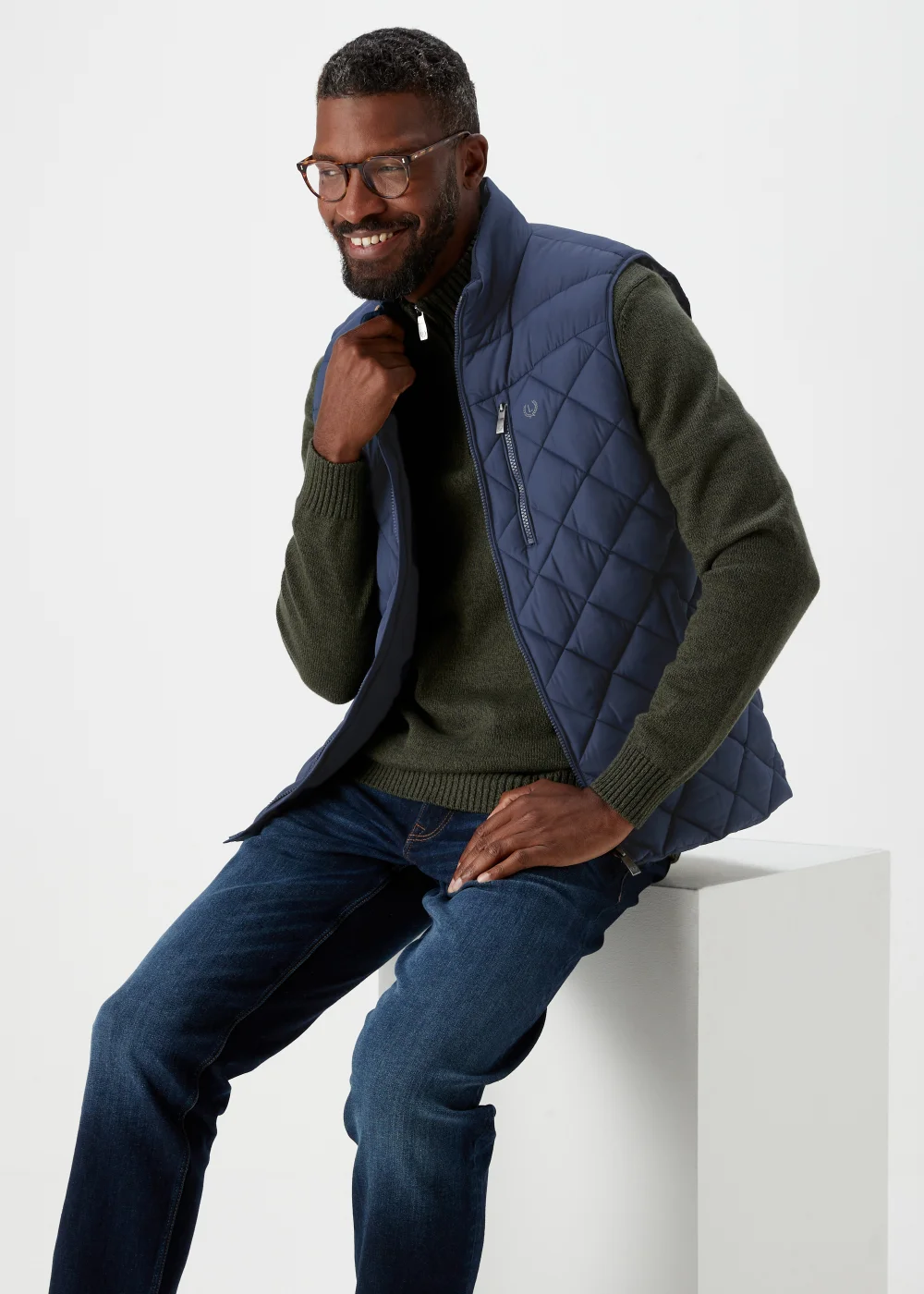 Lincoln Navy Diamond Quilt Gilet - S Image 4