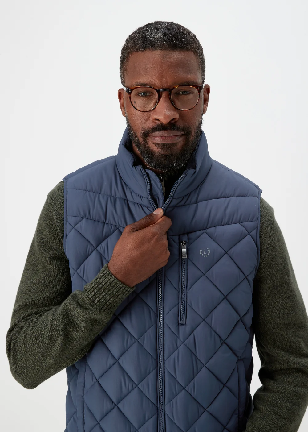 Lincoln Navy Diamond Quilt Gilet - S Image 3