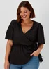 Papaya Curve Black Jersey Wrap Co Ord Top - Size 18 Image 1