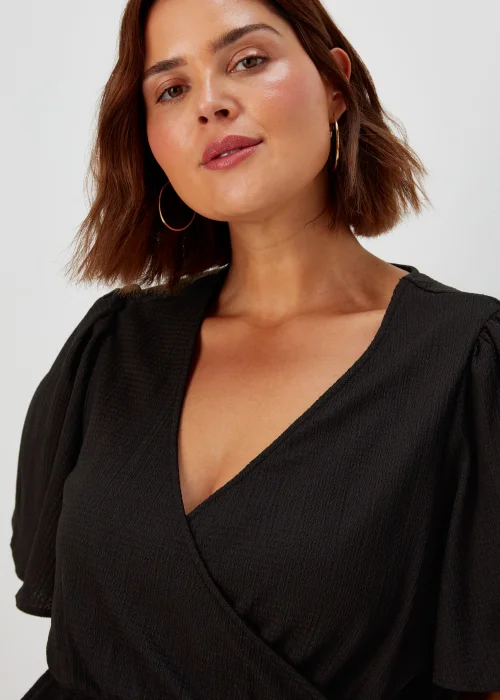 Papaya Curve Black Jersey Wrap Co Ord Top - Size 18 Image 3
