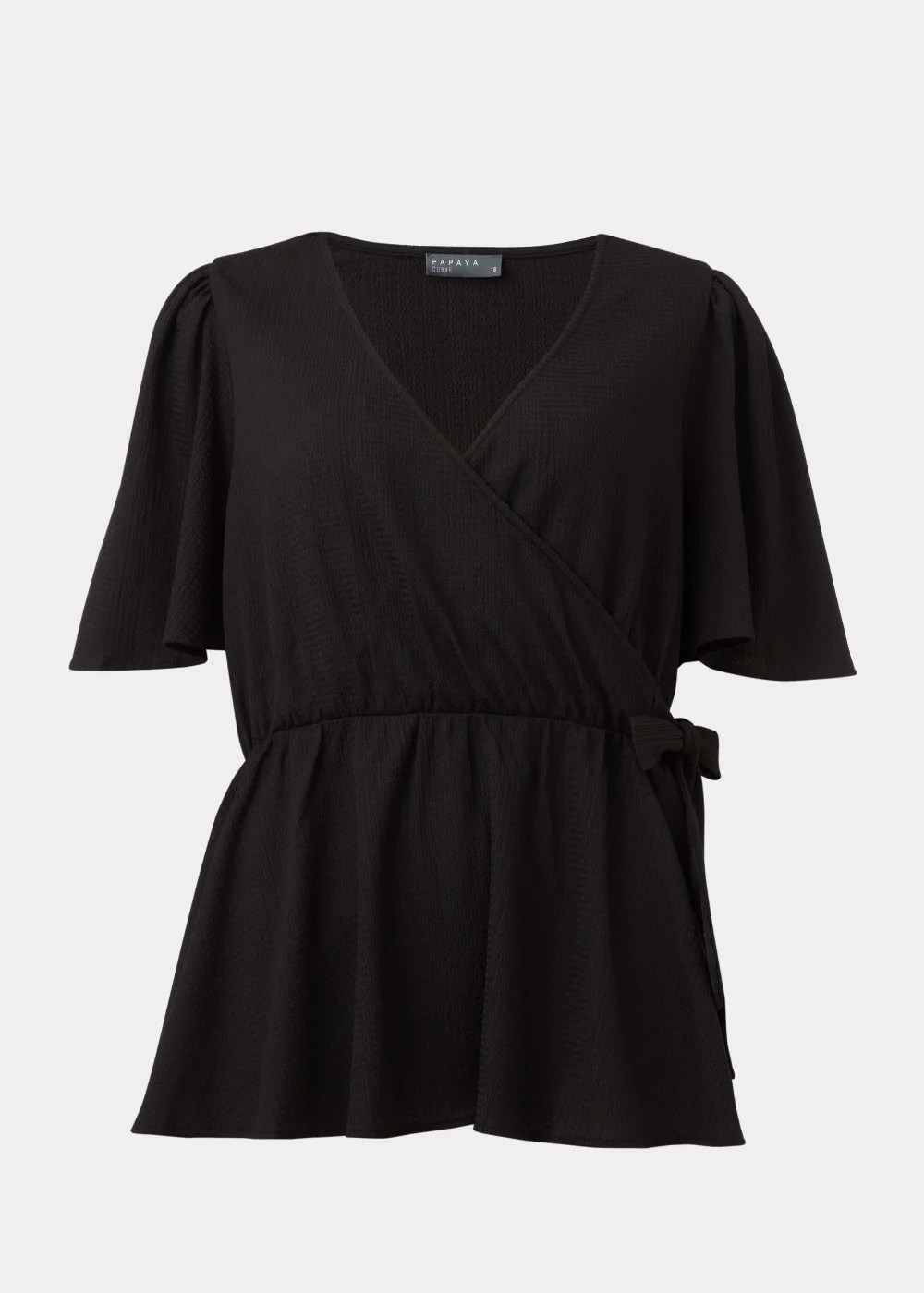 Papaya Curve Black Jersey Wrap Co Ord Top - Size 18 Image 5