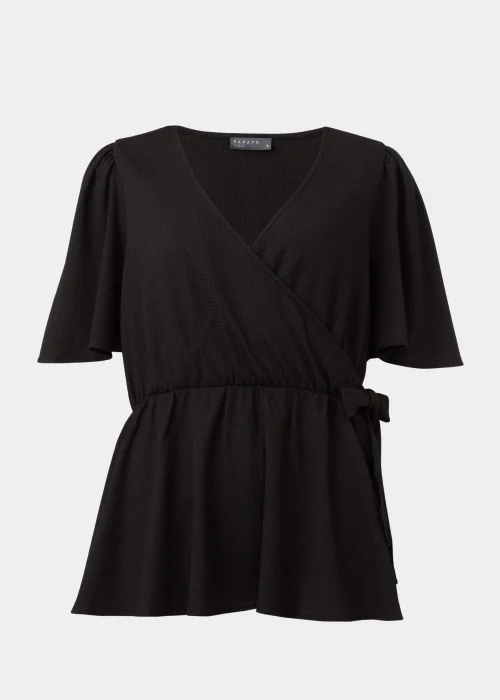 Papaya Curve Black Jersey Wrap Co Ord Top - Size 18 Image 5