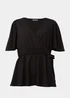 Papaya Curve Black Jersey Wrap Co Ord Top - Size 18 Image 5