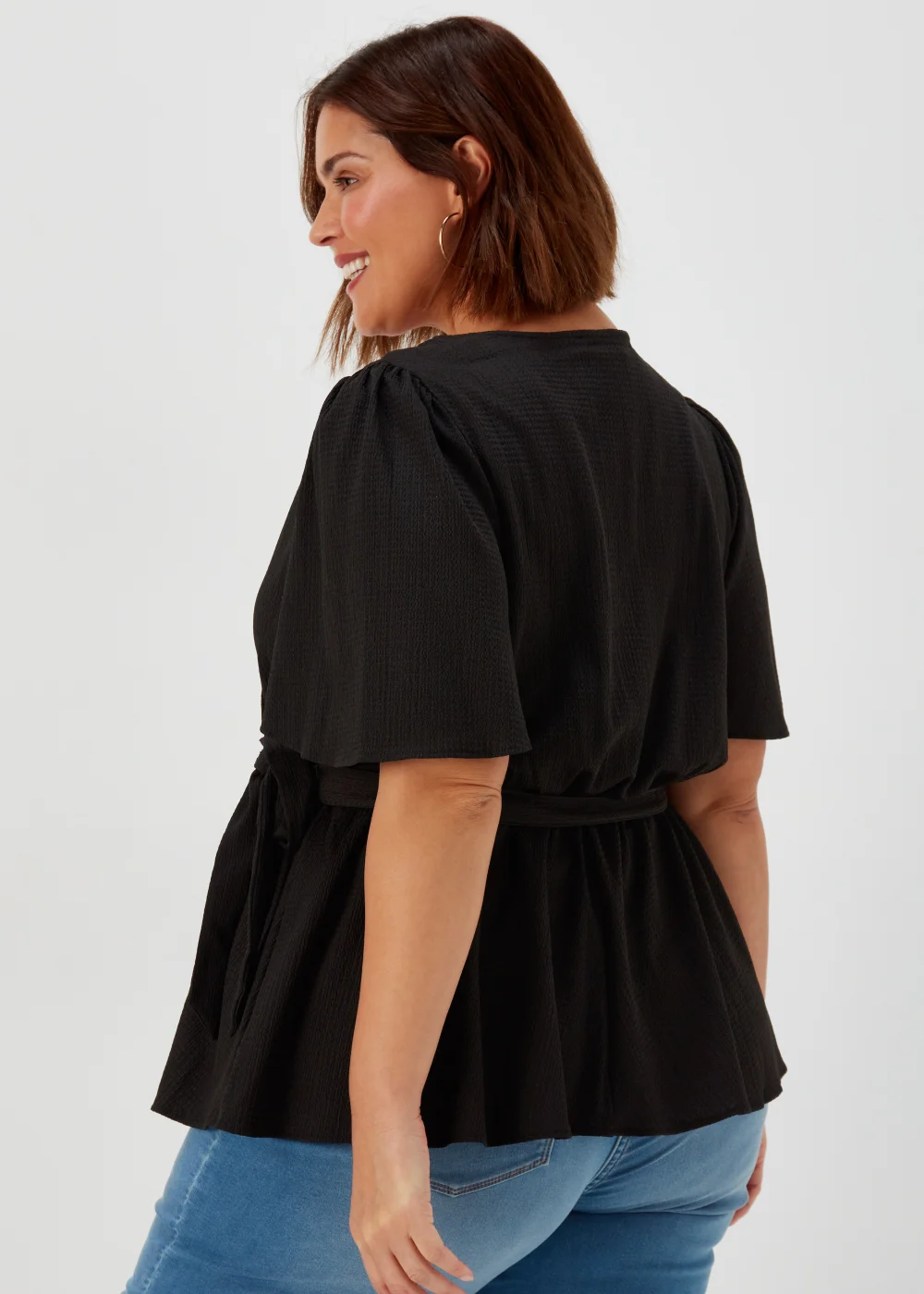 Papaya Curve Black Jersey Wrap Co Ord Top - Size 18 Image 2