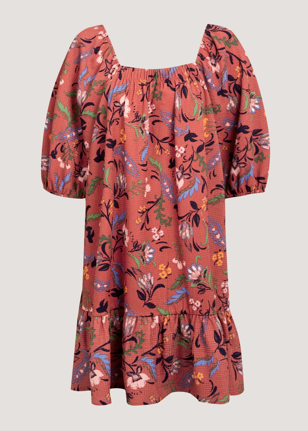 Papaya Curve Coral Floral Square Neck Mini Dress - 18 Image 1