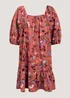 Papaya Curve Coral Floral Square Neck Mini Dress - 18 Image 1