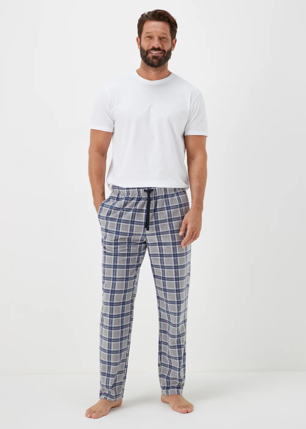 Grey Check Microfleece Pyjama Bottoms - Extra small Image 1