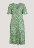 Green Print Fitted V-Neck Midi Dress - 18 Image 1