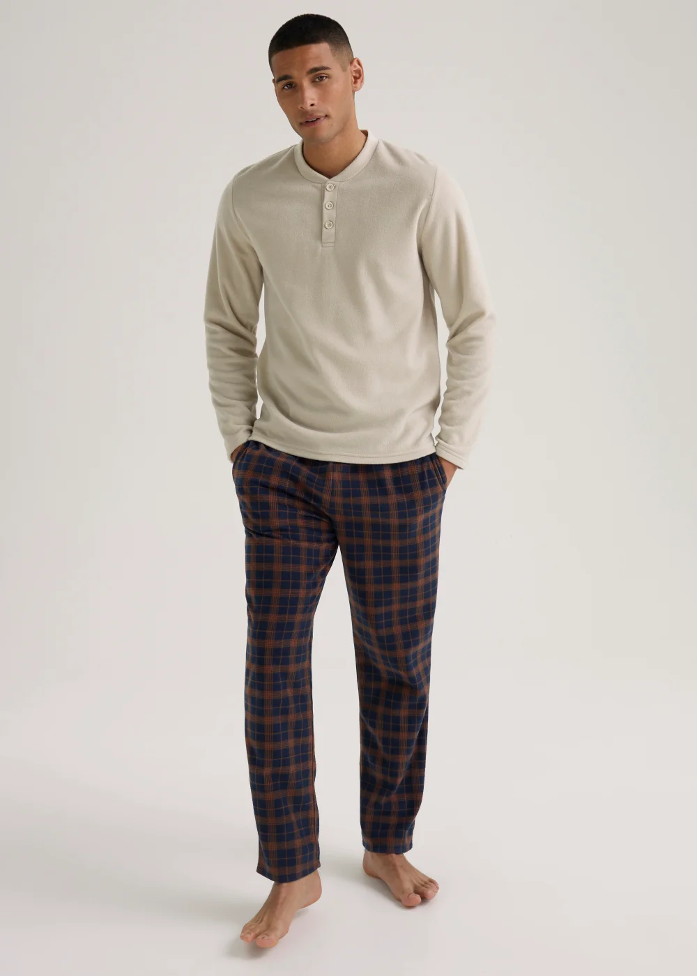 Stone Microfleece Long Sleeve Pyjama Set - Extra small Image 1