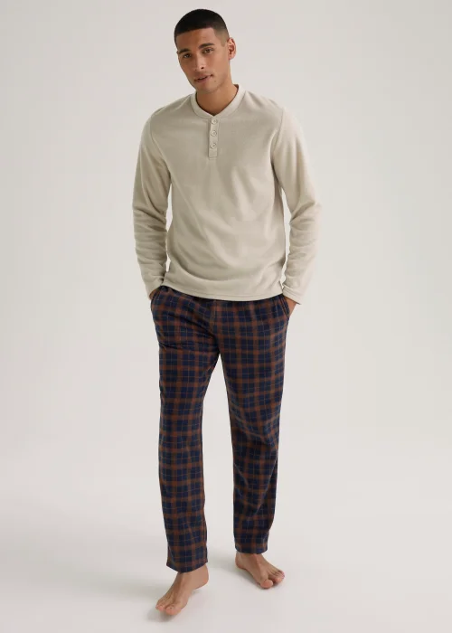 Stone Microfleece Long Sleeve Pyjama Set - Extra small Image 1