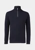 Navy Ribbed 1/4 Zip Sweatshirt - Small Image 5