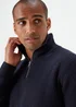 Navy Ribbed 1/4 Zip Sweatshirt - Small Image 3