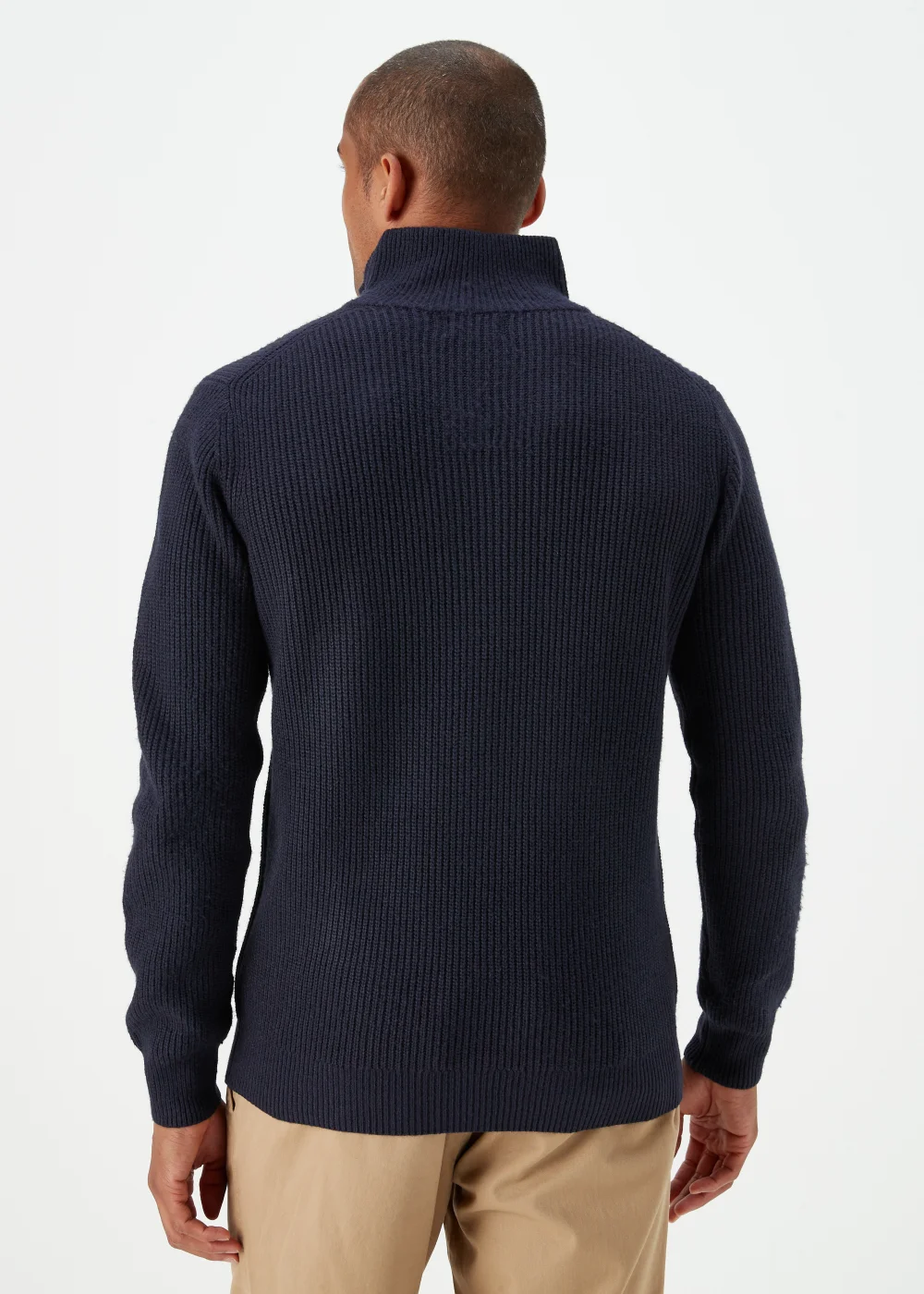 Navy Ribbed 1/4 Zip Sweatshirt - Small Image 2