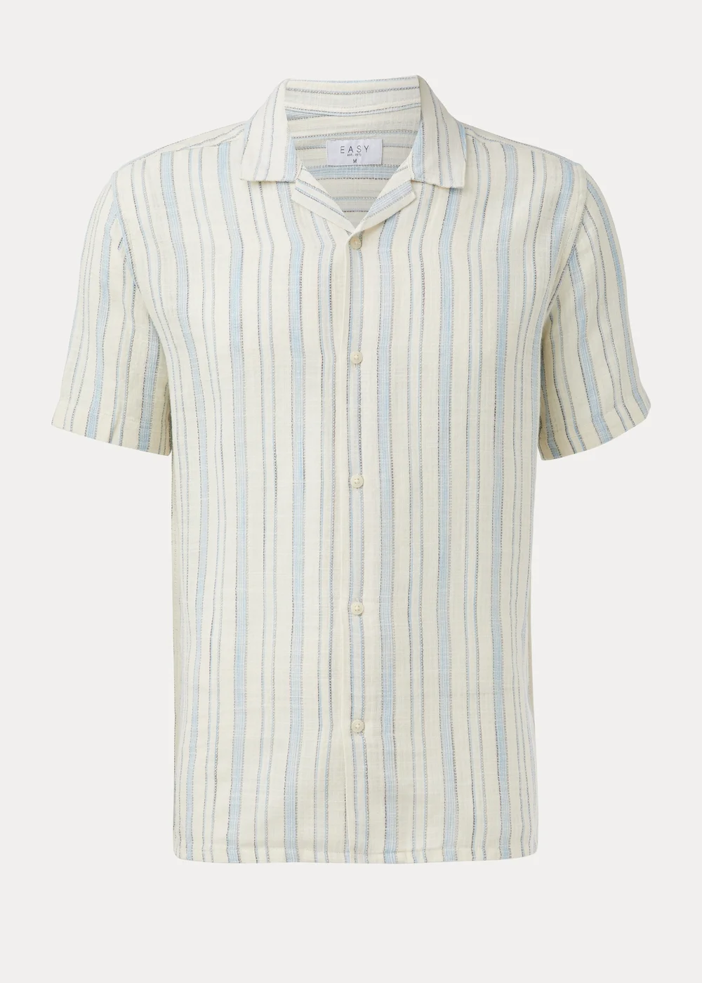 Ecru & Blue Stripe Short Sleeve Shirt - Small Image 1