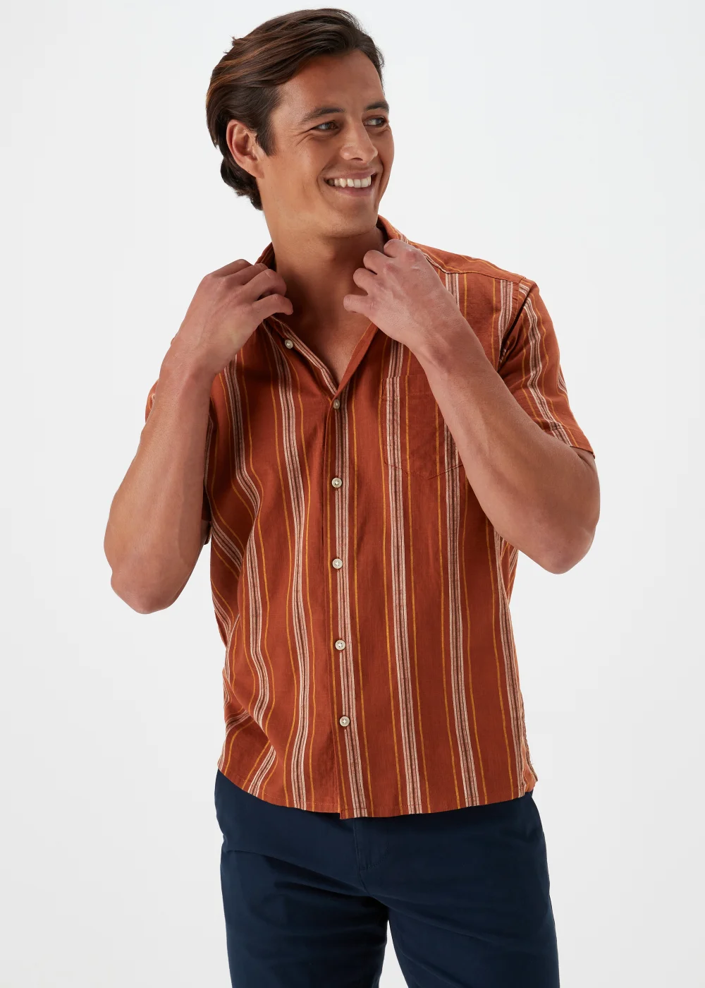 Rust Stripe Short Sleeve Shirt - S Image 1