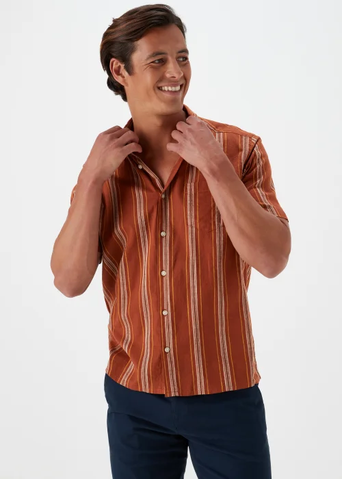 Rust Stripe Short Sleeve Shirt - S Image 1