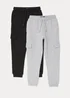 Boys 2 Pack Black & Grey Cargo Joggers (4-13yrs) - Age 4 Years Image 1