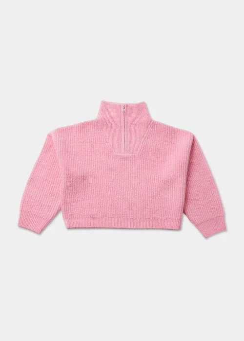 Girls Pink Half Zip Jumper (4-15yrs) - Age 4 Years Image 1