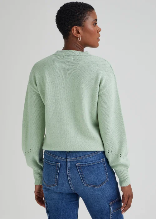 Green Pointelle Stitch Jumper - XS Image 2