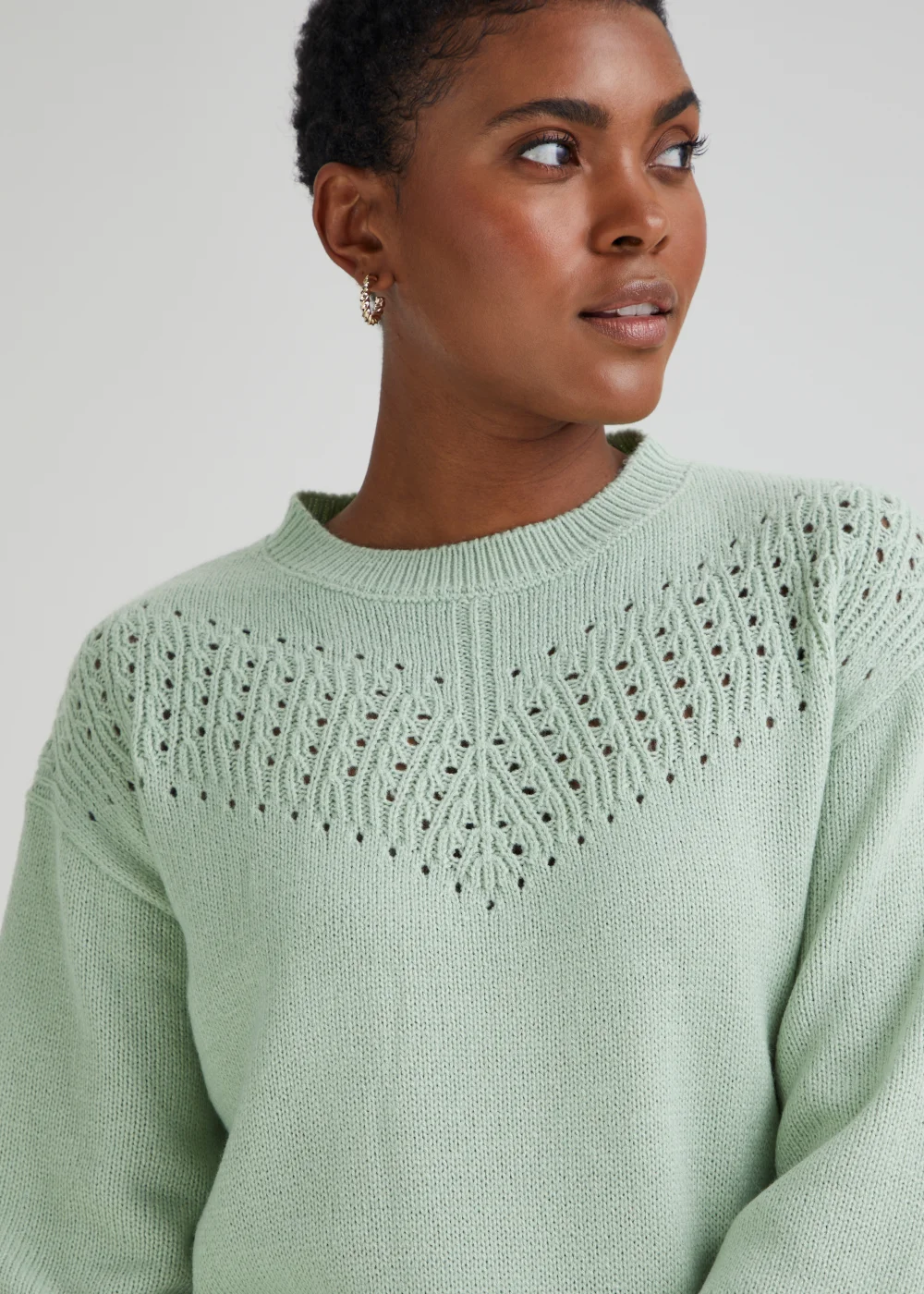 Green Pointelle Stitch Jumper - XS Image 3